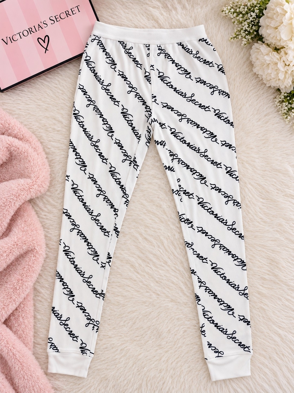 Victoria's Secret Thermal Pajama Pant White & Black NWT